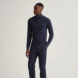 GANT Cotton Piqué Half-Zip Sweater Evening Blue