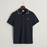 GANT Framed Tipped Piqué Polo Shirt in Evening Blue