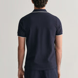 GANT Framed Tipped Piqué Polo Shirt in Evening Blue