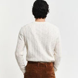 GANT Lambswool Cable Knit Crew Neck Sweater in Cream