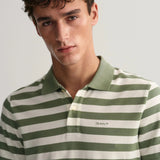 GANT Multi Striped Piqué Polo Shirt Kalamata Green