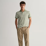 GANT Multi Striped Piqué Polo Shirt Kalamata Green