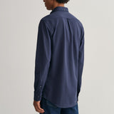 Gant Regular Fit Jersey Piqué Shirt in Evening Blue