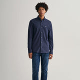 Gant Regular Fit Jersey Piqué Shirt in Evening Blue