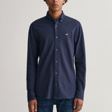 Gant Regular Fit Jersey Piqué Shirt in Evening Blue