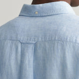 Gant Regular Fit Linen Short Sleeve Shirt in Capri Blue