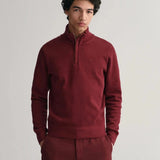 GANT Sacker Rib Half-Zip Sweatshirt in Plumped Red