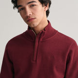 GANT Sacker Rib Half-Zip Sweatshirt in Plumped Red