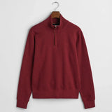 GANT Sacker Ribbed Half Zip Sweater In Wine Red