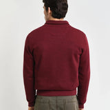 GANT Sacker Ribbed Half Zip Sweater In Wine Red