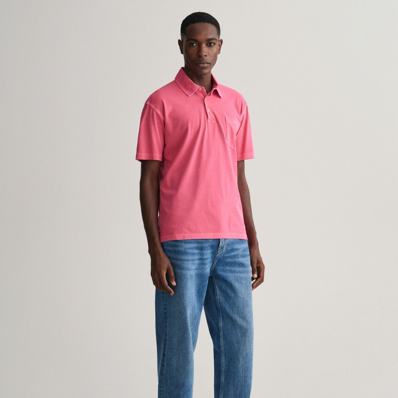 GANT Sunfaded Jersey Polo Shirt in Magenta Pink