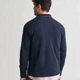 GANT Textured Collar Polo In Evening Blue