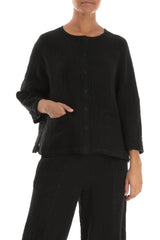 Grizas Black Linen Jacket Blouse