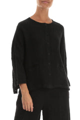 Grizas Black Linen Jacket Blouse