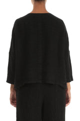 Grizas Black Linen Jacket Blouse