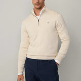 Hackett cotton-silk quarter zip jumper In Optic White