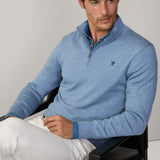 Hackett Cotton-silk Quarter Zip jumper In Sea Blue