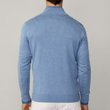 Hackett Cotton-silk Quarter Zip jumper In Sea Blue