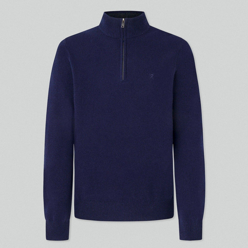 Hackett Lambswool Half zip Sweater in Navy