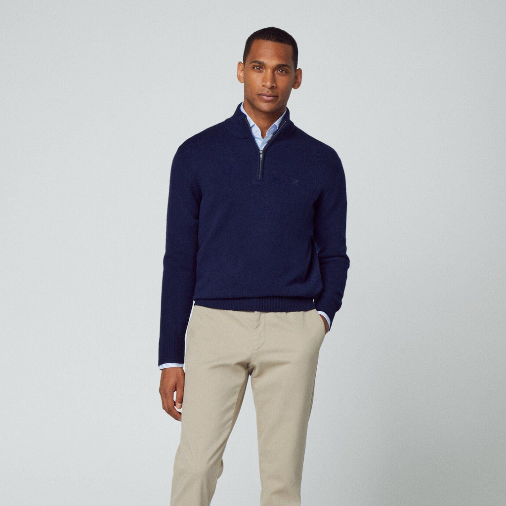 Hackett Lambswool Half-zip Sweater in Navy