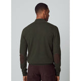 Hackett Merino Cash Mix Half Zip in Dark Green