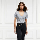 Holland Cooper Diamante Vee Neck Tee in Grey Marl