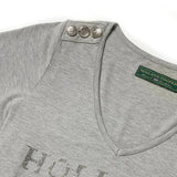 Holland Cooper Diamante Vee Neck Tee in Grey Marl