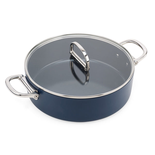 Joseph Joseph Space Folding Handle Ceramic Non-stick 28cm Blue Shallow Casserole Pan & Lid