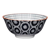 KitchenCraft Black Swirl Centred 15.7cm Ceramic Bowl