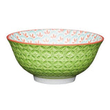 KitchenCraft Bright Green Geometric Print 15.7cm Ceramic Bowl