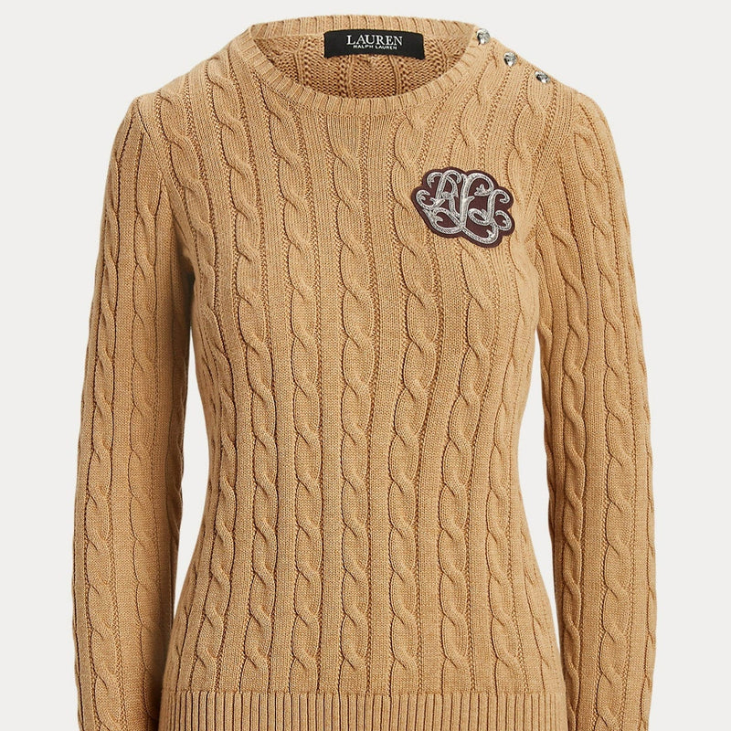 LAUREN RALPH LAUREN BULLION CABLE-KNIT COTTON SWEATER