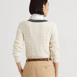 Lauren Ralph Lauren Cable-Knit Cricket Jumper Cream French Navy