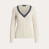 Lauren Ralph Lauren Cable-Knit Cricket Jumper Cream French Navy