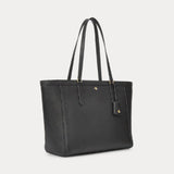 Lauren Ralph Lauren Crosshatch Leather Large Clare Tote in Black