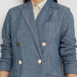 Lauren Ralph Lauren Double-Breasted Chambray Blazer