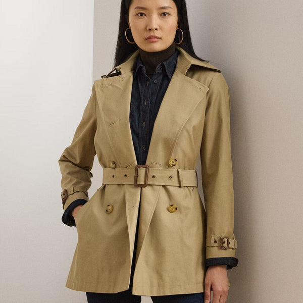 Lauren Ralph Lauren Double-Breasted Cotton-Blend Trench Coat In Birch Tan