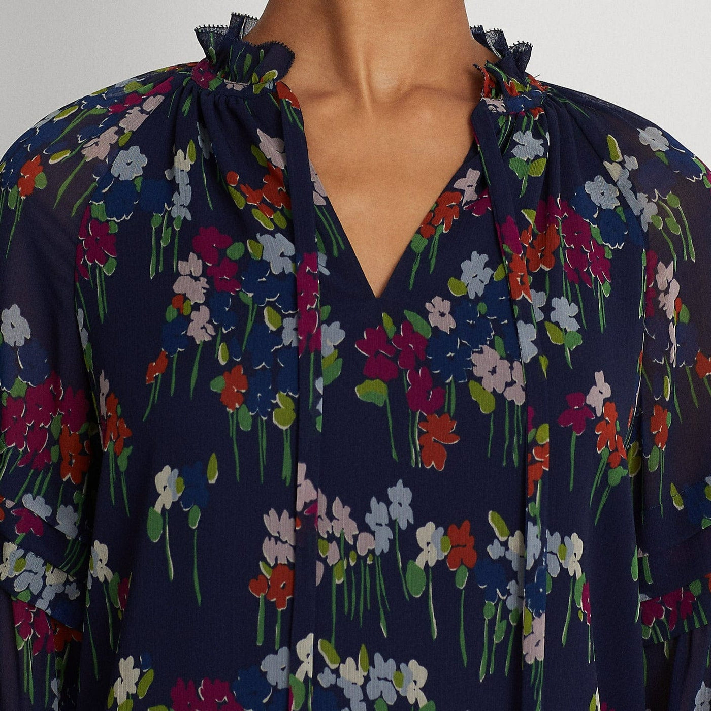 Lauren Ralph Lauren Floral Crinkle Georgette Blouse