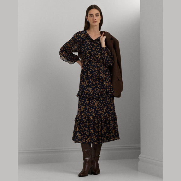 Lauren deals Ralph Lauren Womens Plus 16 Floral Georgette Long-Sleeve Dress NWT $185