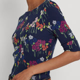 Lauren Ralph Lauren Floral Stretch Cotton Boatneck Tee