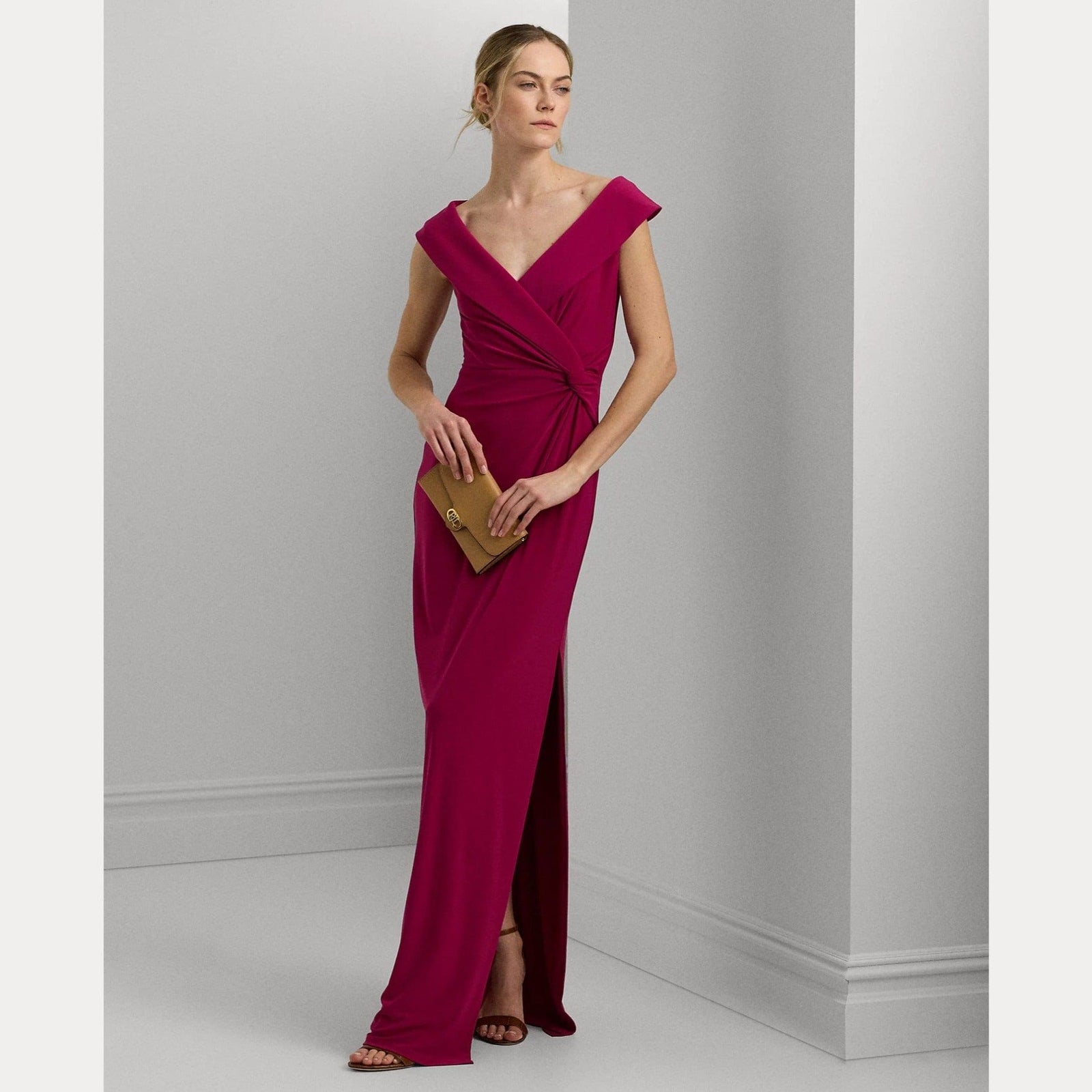 Ralph lauren burgundy dress on sale