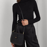 Lauren Ralph Lauren Pebbled Leather Medium Jamey Crossbody in Black