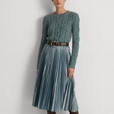 Lauren Ralph Lauren Pleated Metallic Chiffon Skirt Teal