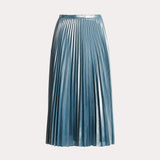 Lauren Ralph Lauren Pleated Metallic Chiffon Skirt Teal