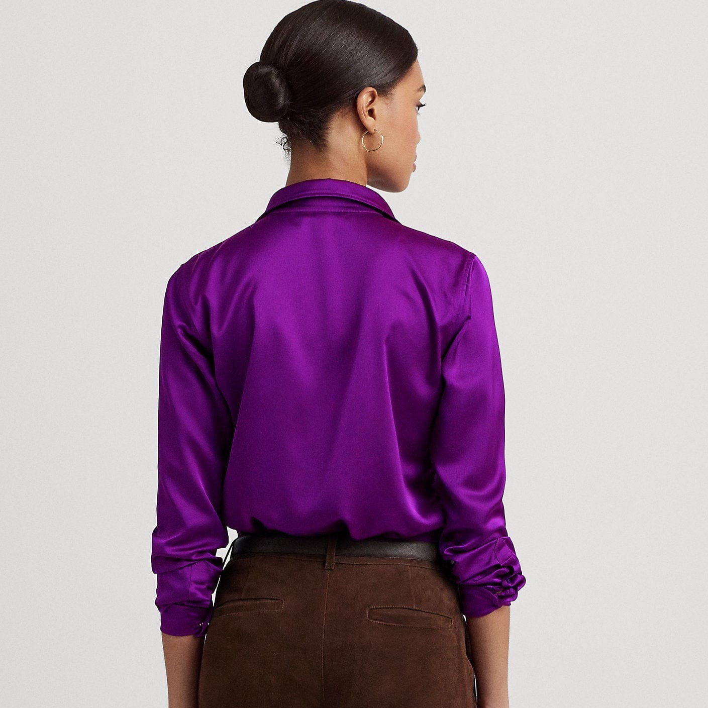 Lauren Ralph Lauren Satin Charmeuse Shirt in Purple