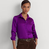Lauren Ralph Lauren Satin Charmeuse Shirt in Purple