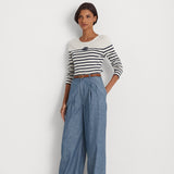 Lauren Ralph Lauren Striped Stretch Cotton Long-Sleeve Tee