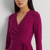 Lauren Ralph Lauren Surplice Jersey Dress in Fuschia