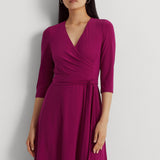 Lauren Ralph Lauren Surplice Jersey Dress in Fuschia