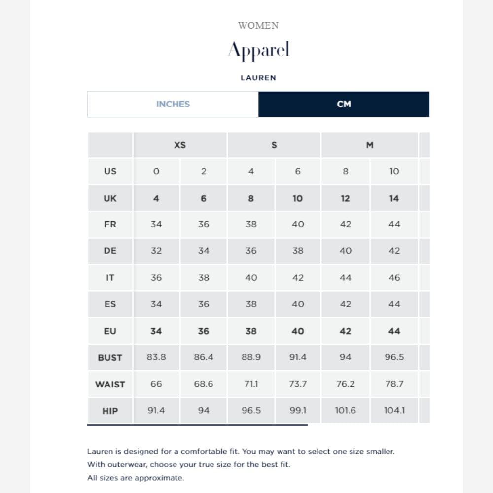 Ralph lauren hat size sales chart