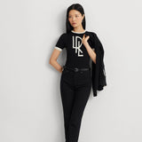 Lauren Ralph Lauren Two-Tone Logo Short-Sleeve Jumper in Black